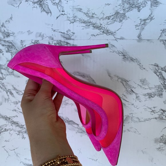 ❌SOLD❌Christian Louboutin Galativi Neon Suede Mesh - Picture 7 of 13